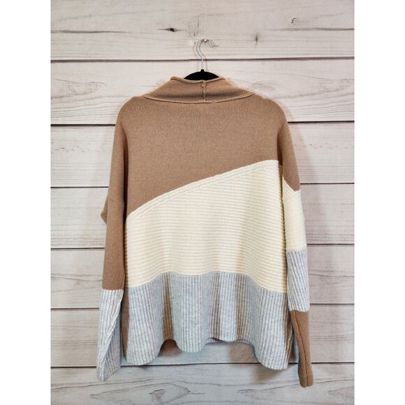 French Connection Women's Multicolor Colorblock‎ Long Sleeve Sweater Size Large - Picture 2 of 6
